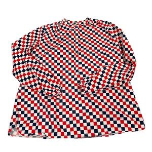 Clare V. Checkered Red and Blue Women's Blouse